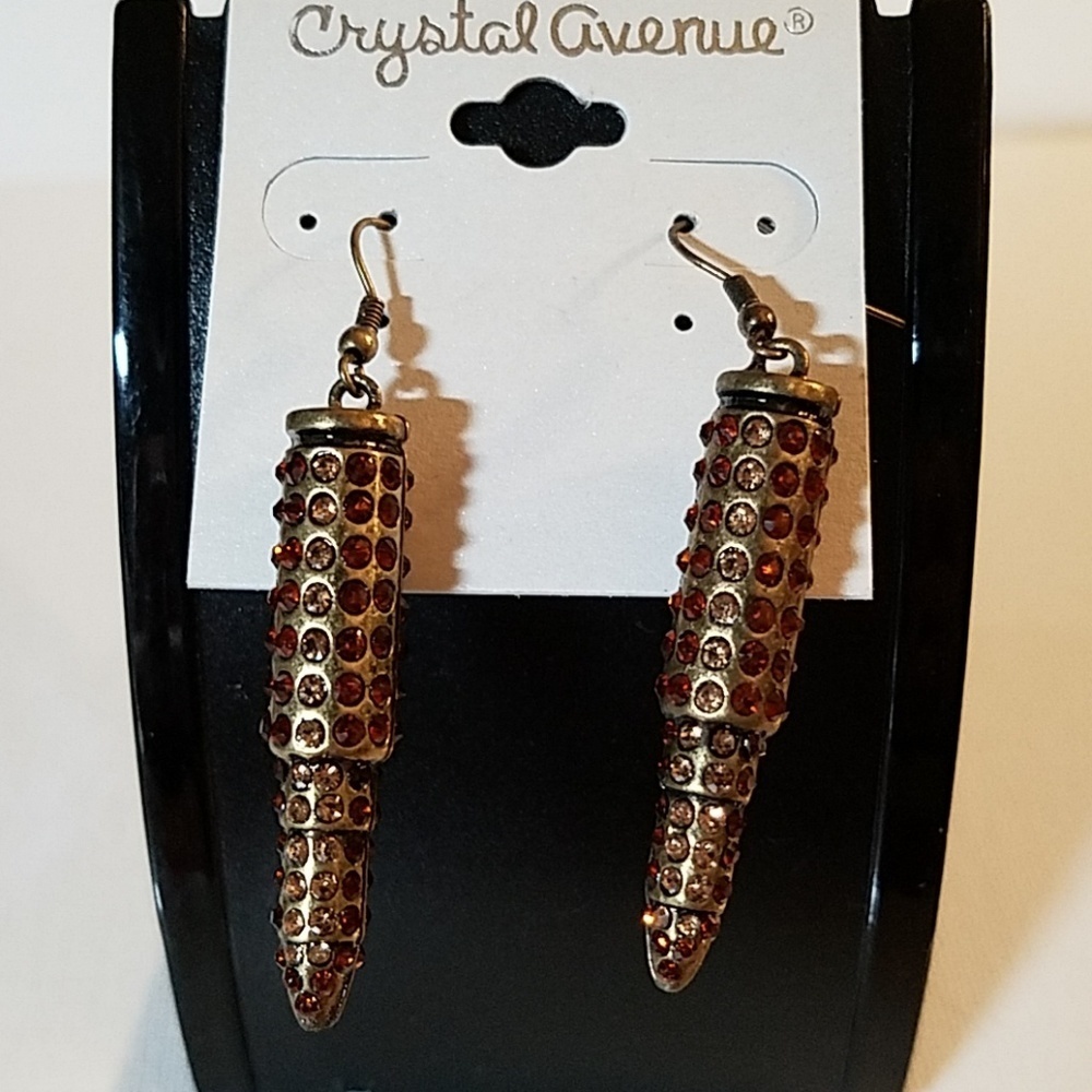 Crystal Avenue Antique Gold Sequin Bullet Earrings